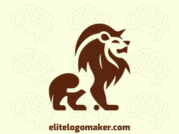 Abstract logo created with abstract shapes forming a moon lion with the color brown.