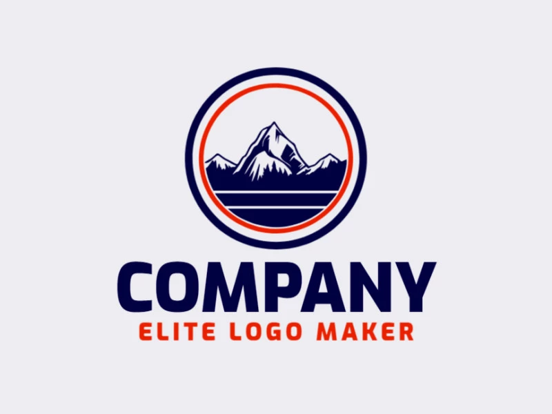 Logotipo con diseño creativo, formando una montaña con estilo circular y colores personalizables.