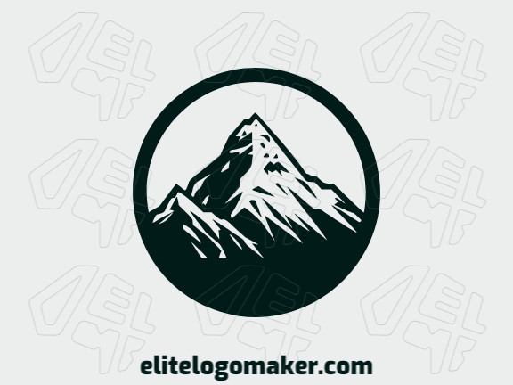 Um design de logotipo criativo com uma montanha ousada em preto, evocando a exploração e infinitas possibilidades.