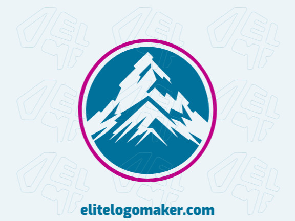 Modelo de logotipo para venda com a forma de uma montanha, as cores utilizadas foi azul e rosa.