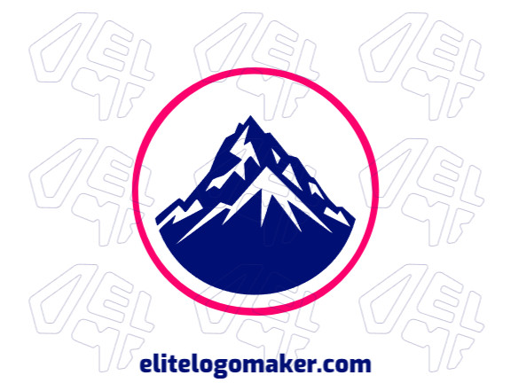 Logotipo com design criativo formando uma montanha com estilo circular e cores customizáveis.