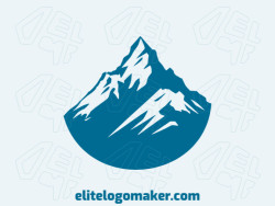 Logotipo criativo com a forma de uma montanha com design minimalista e cor azul.