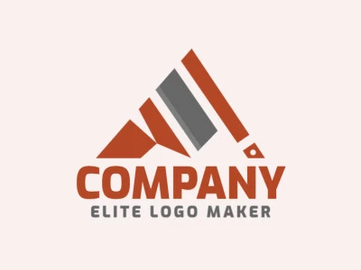 Cree un logotipo vectorial para su empresa en forma de una montaña combinado con una hacha con un estilo abstracto, los colores utilizados son marrón y gris.