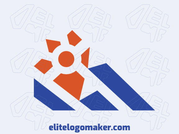 Abstract logo in the shape of a mountain combined with an animal footprint with blue and orange colors.