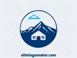 Logo in the shape of a mountain combined with a house with a blue color, this logo is ideal for different business areas.