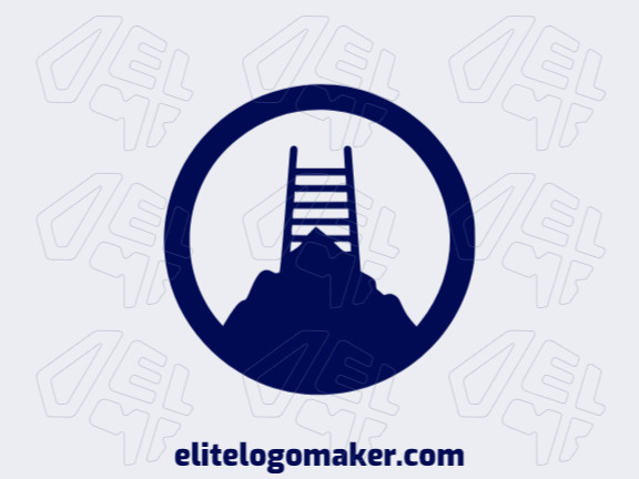 Logotipo criativo com a forma de uma montanha combinado com uma escada com design refinado e estilo simples.