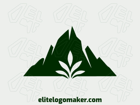 Logotipo moderno com a forma de uma montanha combinado com folhas com design profissional e estilo duplo sentido.