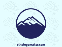 Simple logo composed of abstract shapes forming a mountain with the color blue.