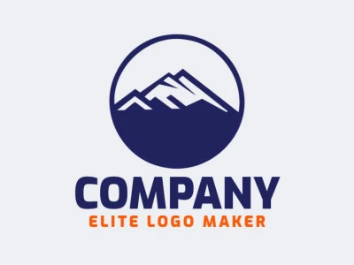 Simple logo composed of abstract shapes forming a mountain with the color blue.