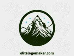 Logo with creative design, forming a mountain combined with stars with simple style and customizable colors.