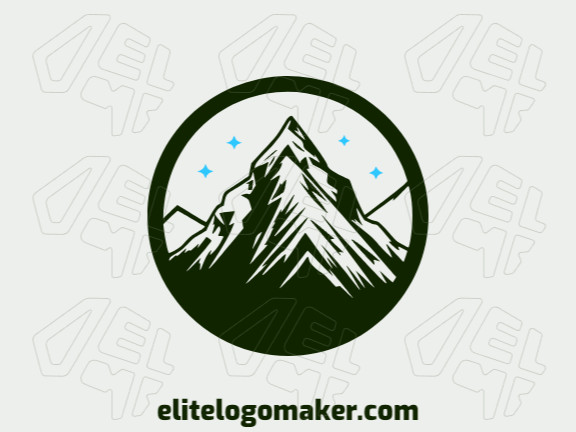 Logotipo com design criativo formando uma montanha combinado com estrelas com estilo simples e cores customizáveis.