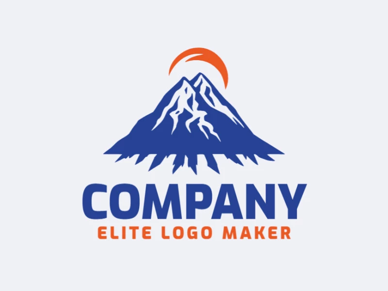 Crear un logotipo para su empresa en forma de una montaña combinado con un sol con estilo pictórico y colores naranja y azul oscuro.