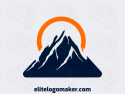 Logotipo abstrato com a forma de uma montanha combinado com um sol com design criativo.
