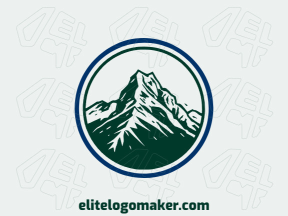 Logotipo com a forma de montanhas com as cores azul e verde escuro, esse logotipo é ideal para diferentes áreas de negócio.