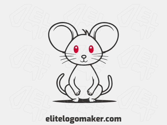 Create a logo for your company in the shape of a mouse with monoline style with red and black colors.