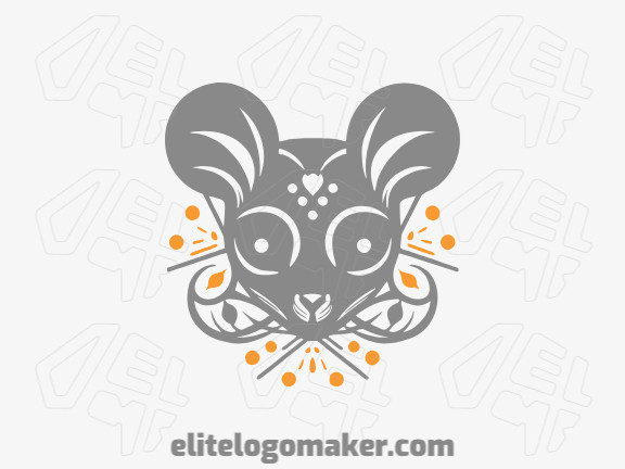 Crie um logotipo memorável para sua empresa com a forma de um cabeça de rato, com estilo artesanal e design criativo.