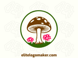 Logo with creative design, forming a mushroom with a circular style and customizable colors.