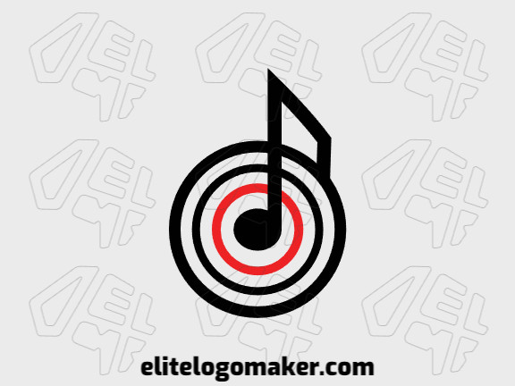 Logotipo ideal para diferentes negócios com a forma de uma nota musical combinado com um alvo, com estilo minimalista.