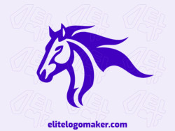 Template logo in the shape of a mystical horse with a mascot design and dark blue color.