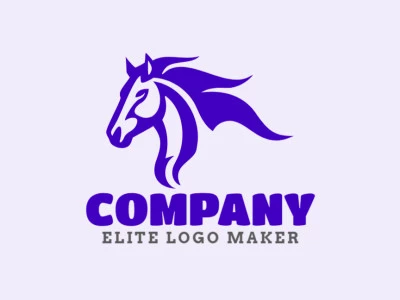 Logotipo en forma de un caballo místico con diseño mascota y color azul oscuro.