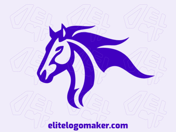 Logotipo criativo com a forma de um cavalo místico com design mascote e cor azul escuro.