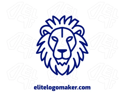 Diseño profesional y simple de una cabeza de león místico en color azul, creando una identidad visual poderosa y elegante.
