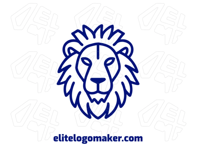 Professional and simple design of a mystical lion's head in blue, creating a powerful and elegant visual identity.