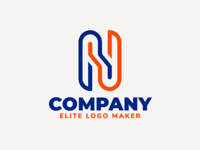 A dynamic initial letter logo design featuring the letter 'N' in vibrant blue and orange hues.