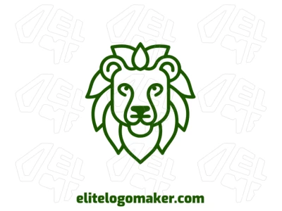 Um logotipo monoline customizável com um leão amigo da natureza, desenhado com linhas elegantes para um visual harmonioso e moderno.