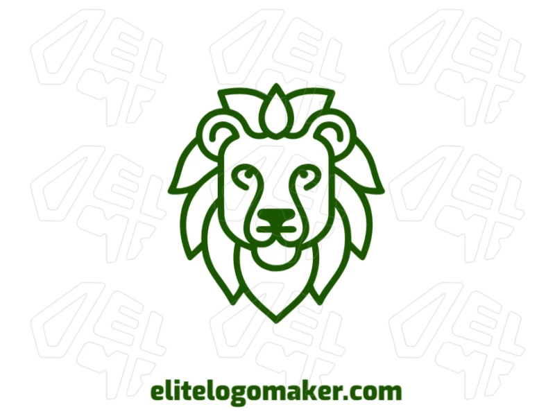A customizable monoline logo featuring a nature-friendly lion, designed with elegant lines for a harmonious and modern look.