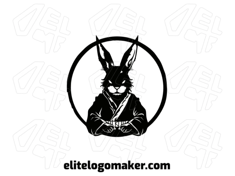 An elegant logo design featuring a ninja rabbit with a complex design, presented in an abstract style for a unique and dynamic visual.