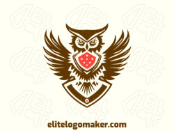 Illustrative logo with a refined design forming a nocturnal owl, the colors used was brown and orange.