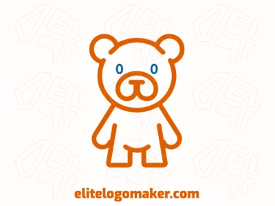 A unique monoline logo featuring an orange bear, designed with clean lines and minimalistic style for a modern and distinctive visual identity.