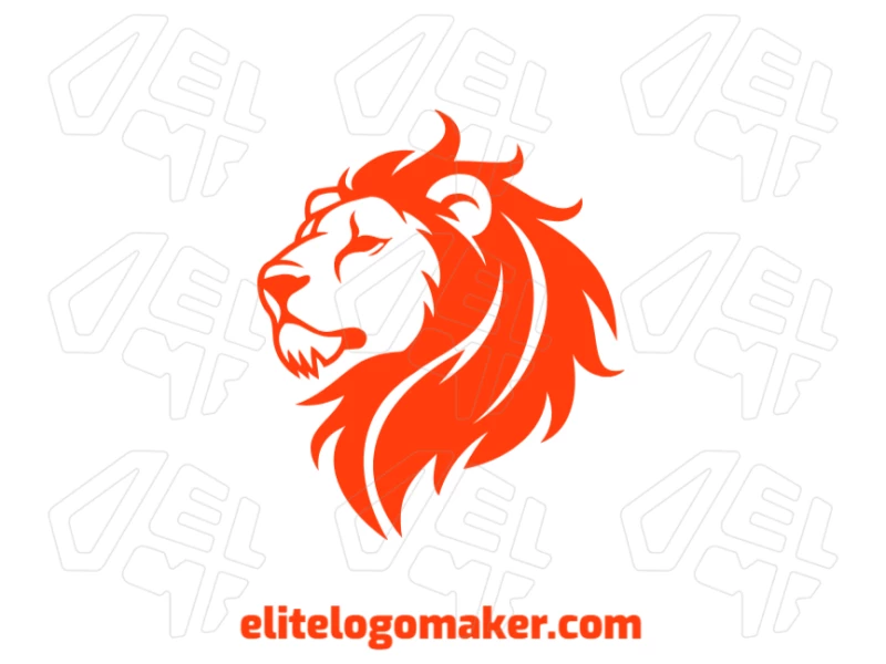 A flashy orange lion with an interesting abstract design, blending bold lines and vibrant colors to create a visually striking look.