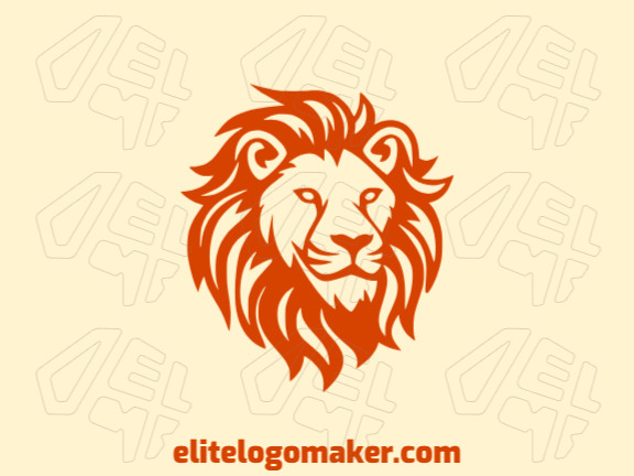 Logotipo moderno com a forma de um leão laranja com design profissional e estilo mascote.