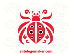 Create a logo for your company in the shape of an ornamental ladybug, with red and black colors.