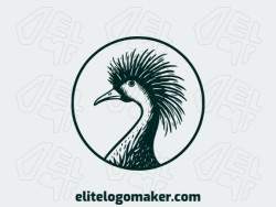 Illustrative logo in the shape of an ostrich with creative design.