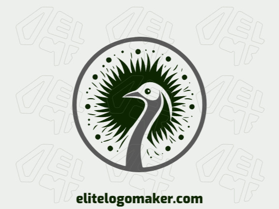 Logotipo criativo com a forma de um avestruz com design refinado e estilo ilustrativo.