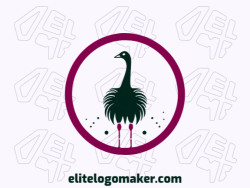 Create an ideal logo for your business in the shape of an ostrich with circular style and customizable colors.
