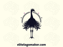 A unique abstract logo filled with black and pink color, in the shape of an ostrich which stands for strength and fearlessness.
