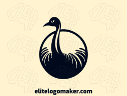 Modelo de logotipo para venda com a forma de um avestruz, a cor utilizada foi preto.