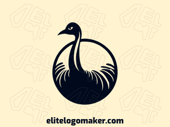 Logo template for sale in the shape of an ostrich, the color used was black.