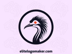 Create a vector logo for your company in the shape of an ostrich with a circular style, the colors used were orange and black.