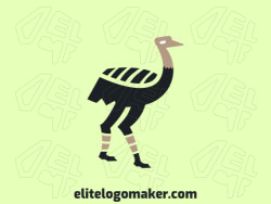 Animal logo with a refined design forming an ostrich with black and beige colors.
