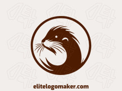 A sophisticated logo in the shape of an otter with a sleek mascot style, featuring a captivating dark brown color palette.
