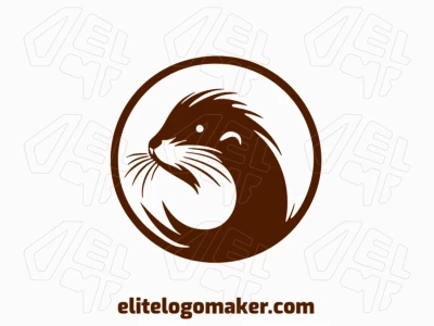 A sophisticated logo in the shape of an otter with a sleek mascot style, featuring a captivating dark brown color palette.