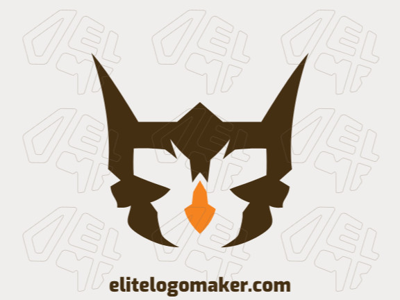 Simple logo composed of abstract shapes forming an owl with brown and orange colors.