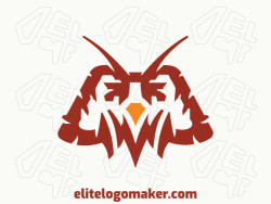 Create a vector logo for your company in the shape of an owl with an abstract style, the colors used was brown and orange.