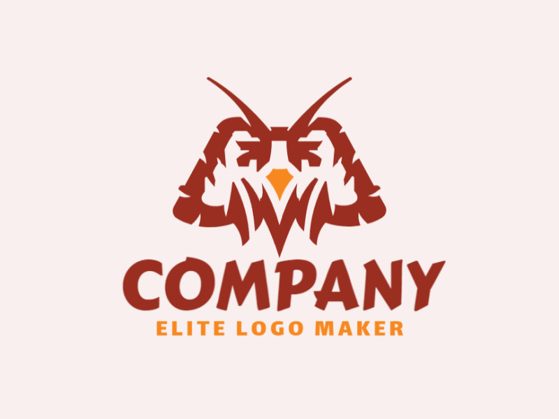 Crie um logotipo vetorial para sua empresa com a forma de uma coruja com estilo abstrato, as cores utilizadas foi marrom e laranja.