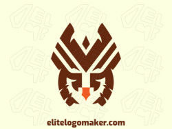 Logo with creative design, forming an owl with symmetric style and customizable colors.